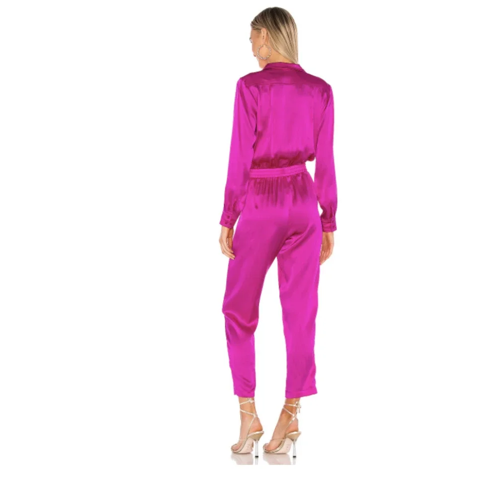 NEW Amanda Uprichard Felix Jumpsuit Revolve 100% Silk Size Small  Navy - Picture 10 of 11